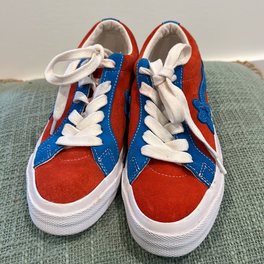 Converse Golf Le Fleur One Star Red Blue Suede Sneakers, 162126C, women's size 7